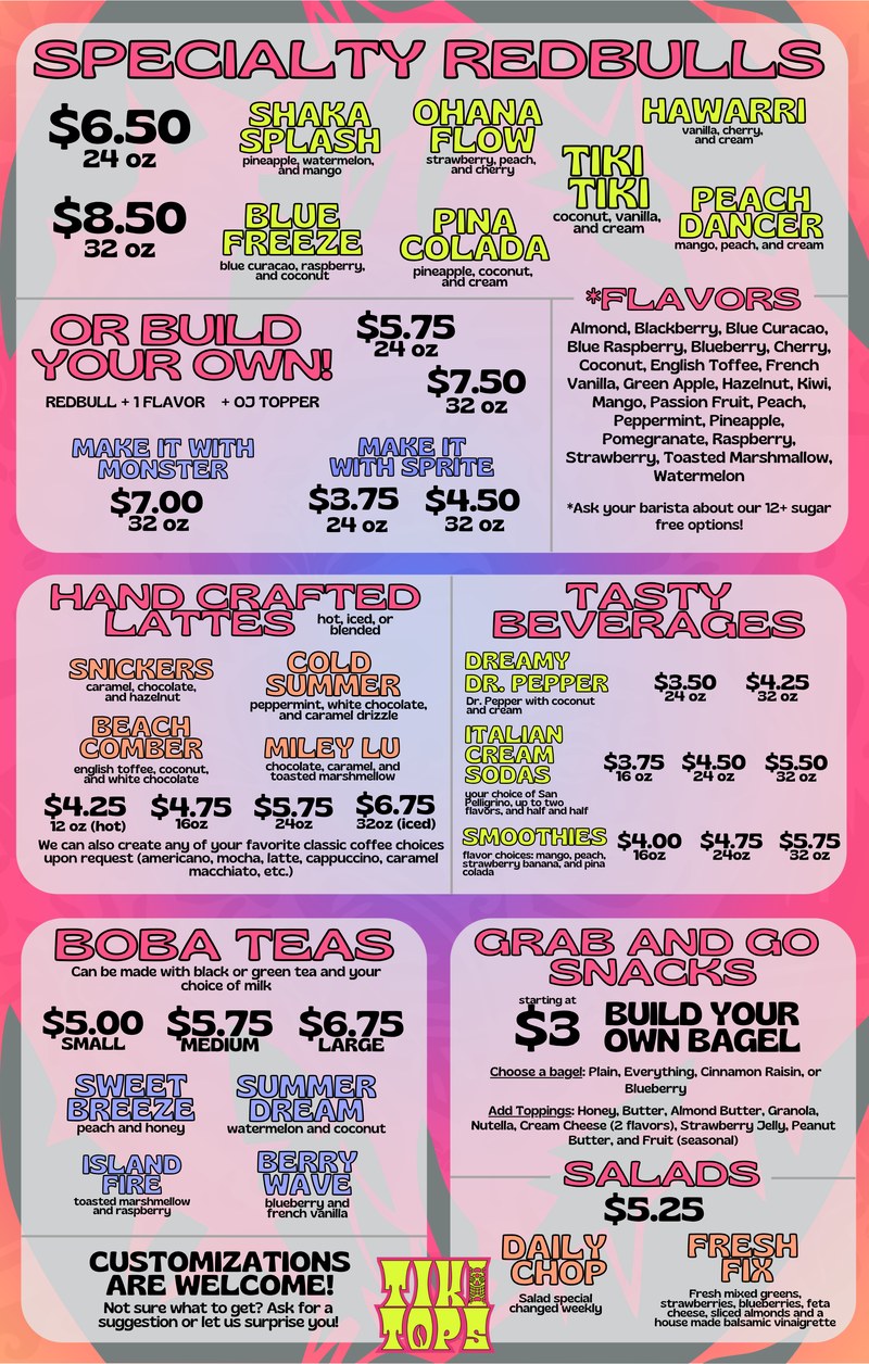 Boba shop menu design